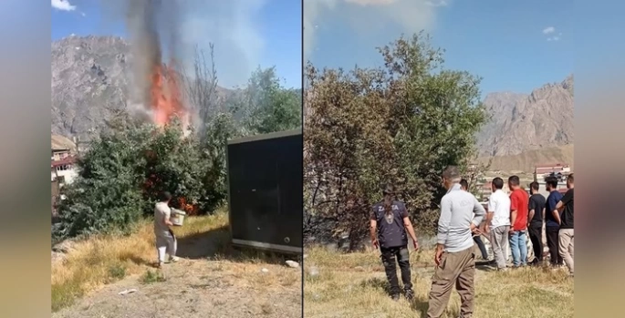 Hakkari'de iki ot yangını kısa sürede kontrol altına alındı: Zabıta, itfaiye ve vatandaşlar etkili müdahalede bulundu