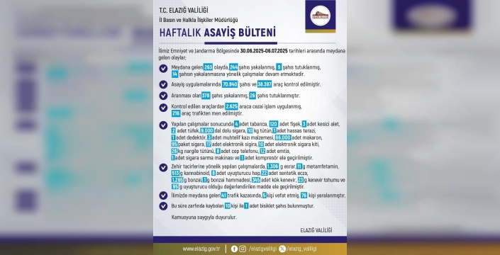 Elazığ'da 240 kişi yakalandı