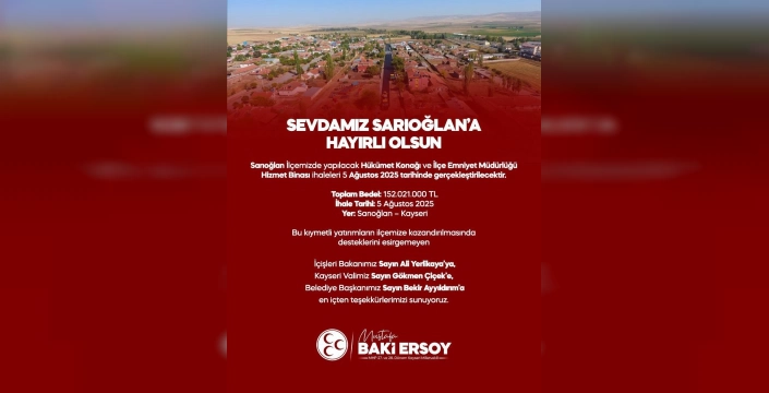 Sarıoğlan'a yeni yatırımlar: 152 milyon TL'lik proje ihalesi yapılacak