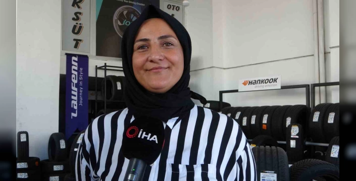 Malatya'da 24 yıldır lastik tamirciliği yapan Serap Aksüt: 'Kadınlar yapamaz' diyenlere inat