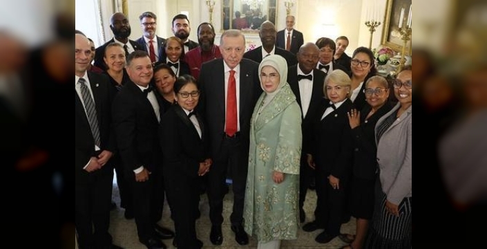 Erdoğan ve Emine Erdoğan, Blair House çalışanlarıyla buluştu