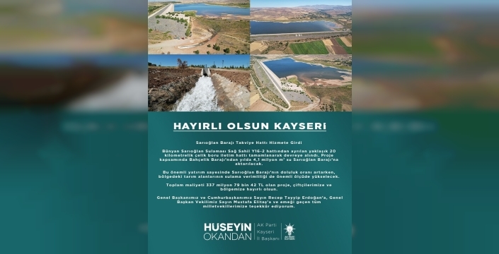 Sarıoğlan Barajı Takviye Hattı hizmete girdi: Sulama verimliliği artacak