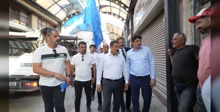 Hatay Valisi Masatlı, Tarihi Uzun Çarşı'daki çalışmaları inceledi